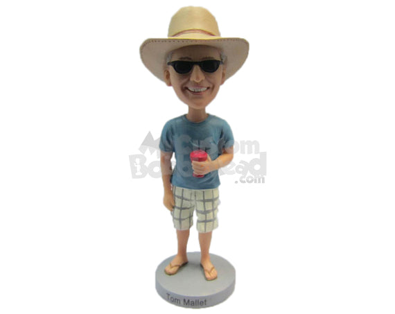 Custom Bobblehead Male Wearing A T-Shirt And Shorts With Sandals - Leisure & Casual Casual Males Personalized Bobblehead & Cake Topper Custom Bobblehead Male Wearing A T-Shirt And Shorts With Sandals - Leisure & Casual Casual Males Personalized Bobblehead & Cake Topper